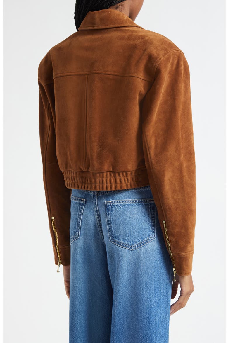 Micah Suede Crop Jacket, Alternate, color, WALNUT