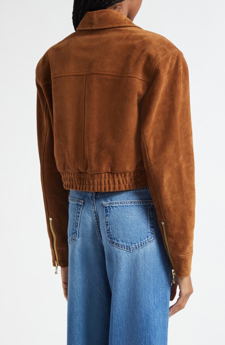 L'AGENCE Micah Suede Crop Jacket, Alternate, color, Walnut