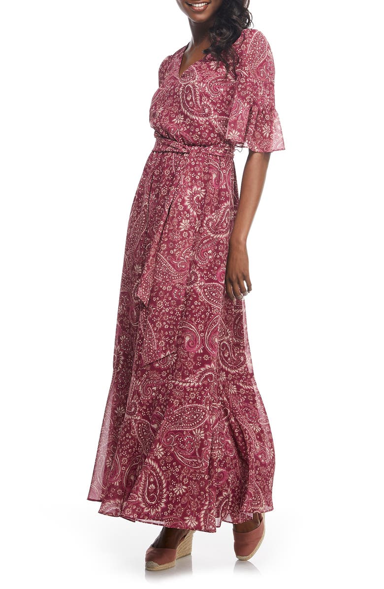Gal Meets Glam Collection Candace Print Chiffon Maxi Dress, Alternate, color, 