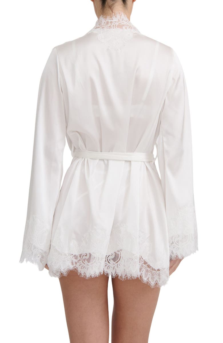Kat The Label Olivia Lace Trim Robe, Alternate, color, Ivory