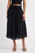 Open Edit Smock Waist Midi Skirt