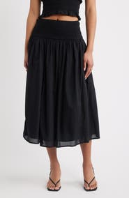 Open Edit Smock Waist Midi Skirt