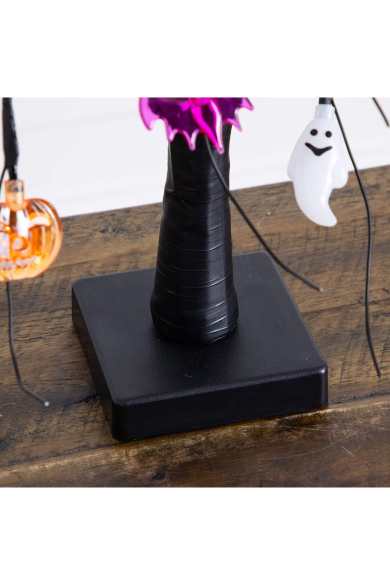 2-Ft Pre-Lit Artificial Halloween Eyeballs, Ghosts, Bats & Pumpkins 24 LED Lighted Ornament Tree, Alternate, color, Black