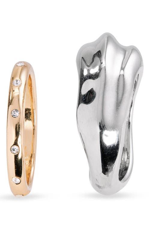 Open Edit Set Of 2 Stacked Bands In Rhodium- Gold