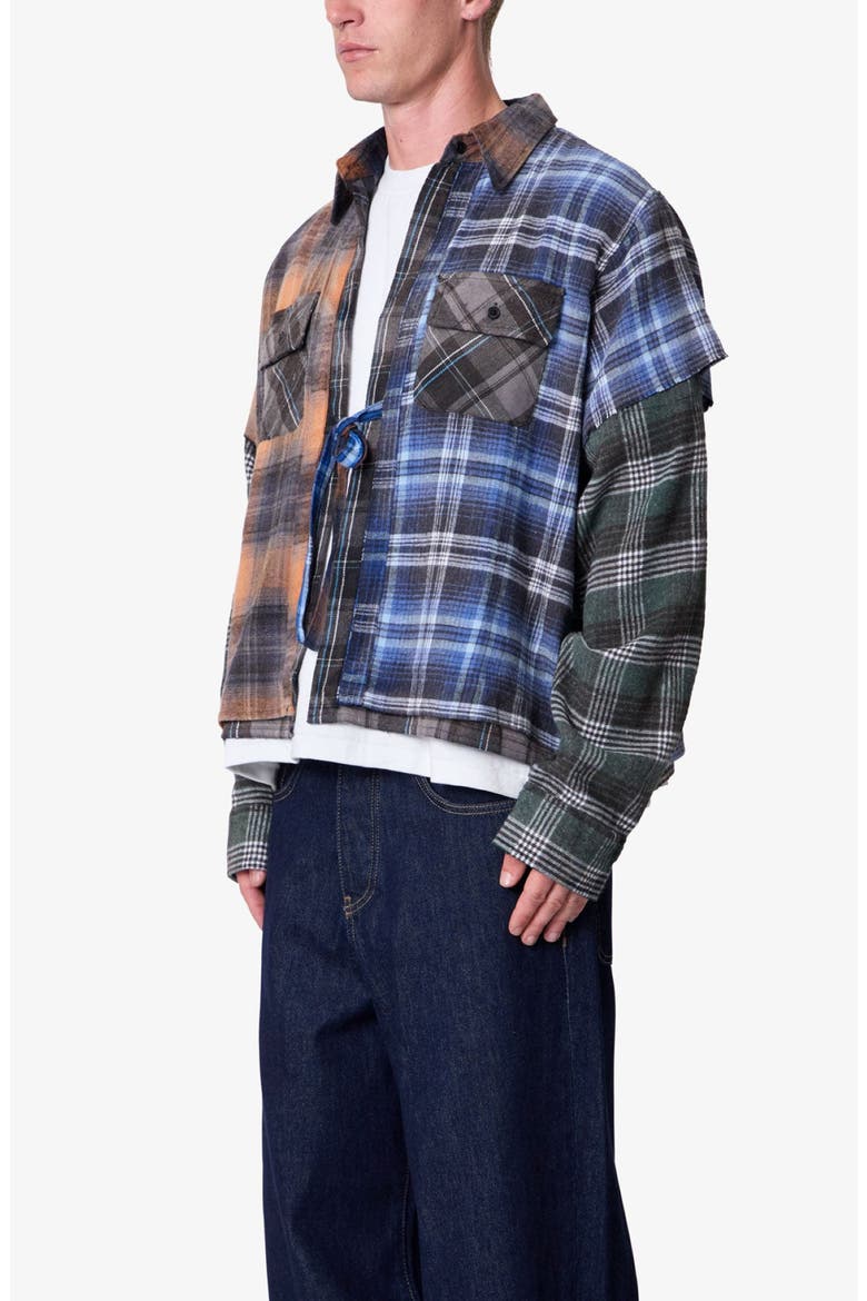 Knot the Mix Tie Front Flannel Shirt, Alternate, color, GREY MULTI