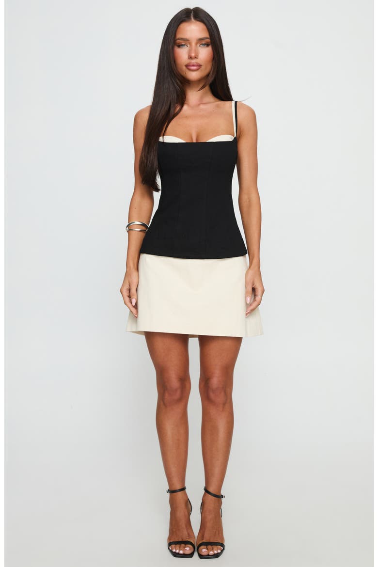 Mariselle Layered Cotton Corset Minidress, Alternate, color, BLACK / CREAM
