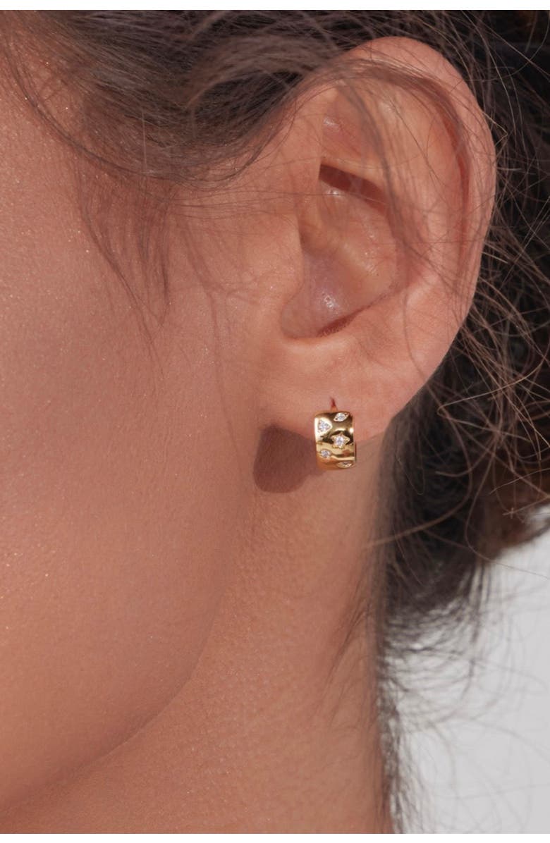 Bearfruit Jewelry 14k Gold Plated Stellar Huggies Star Hoop Earrings Dainty Trendy, Alternate, color, Gold