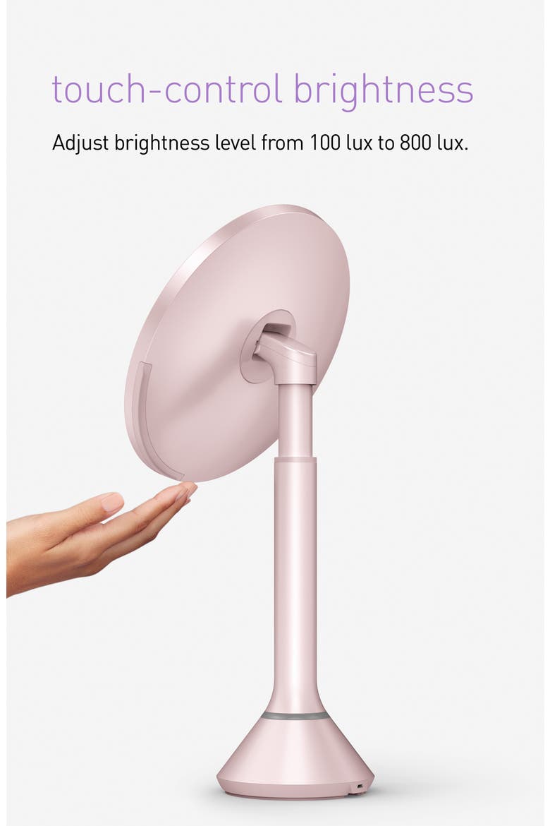 8-Inch Sensor Rechargeable Tabletop Mirror, Alternate, color, PINK