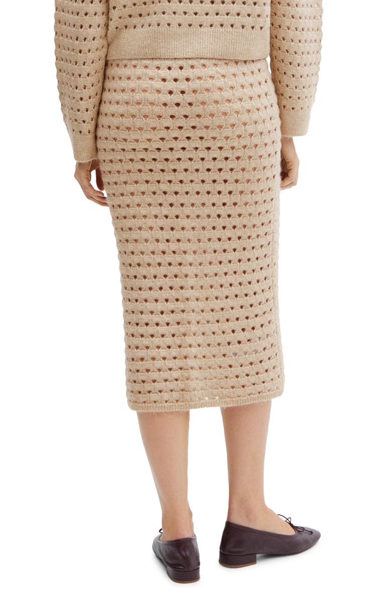 MANGO Open Stitch Knit Midi Skirt, Alternate, color, Light/ Pastel Grey