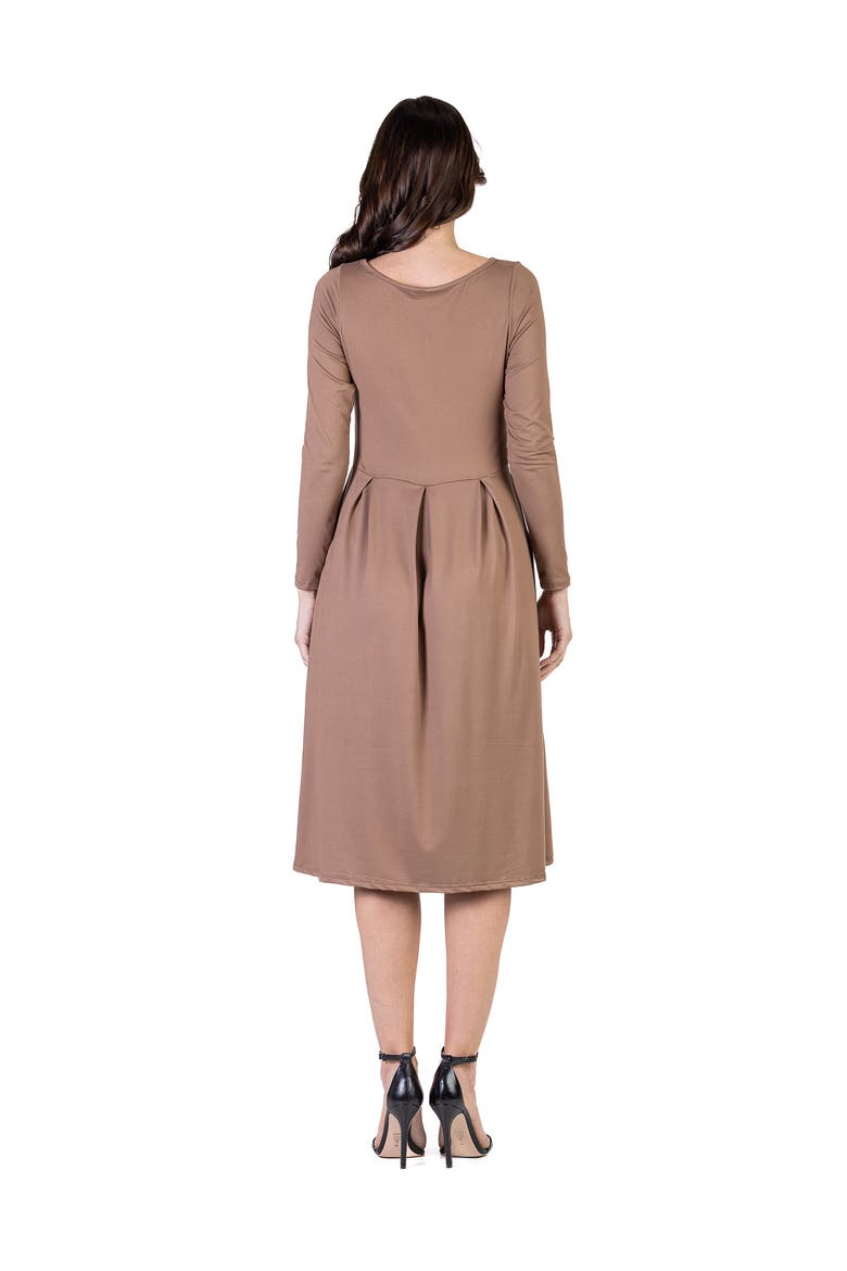 Midi Length Fit N Flare Pocket Dress, Alternate, color, Wheat