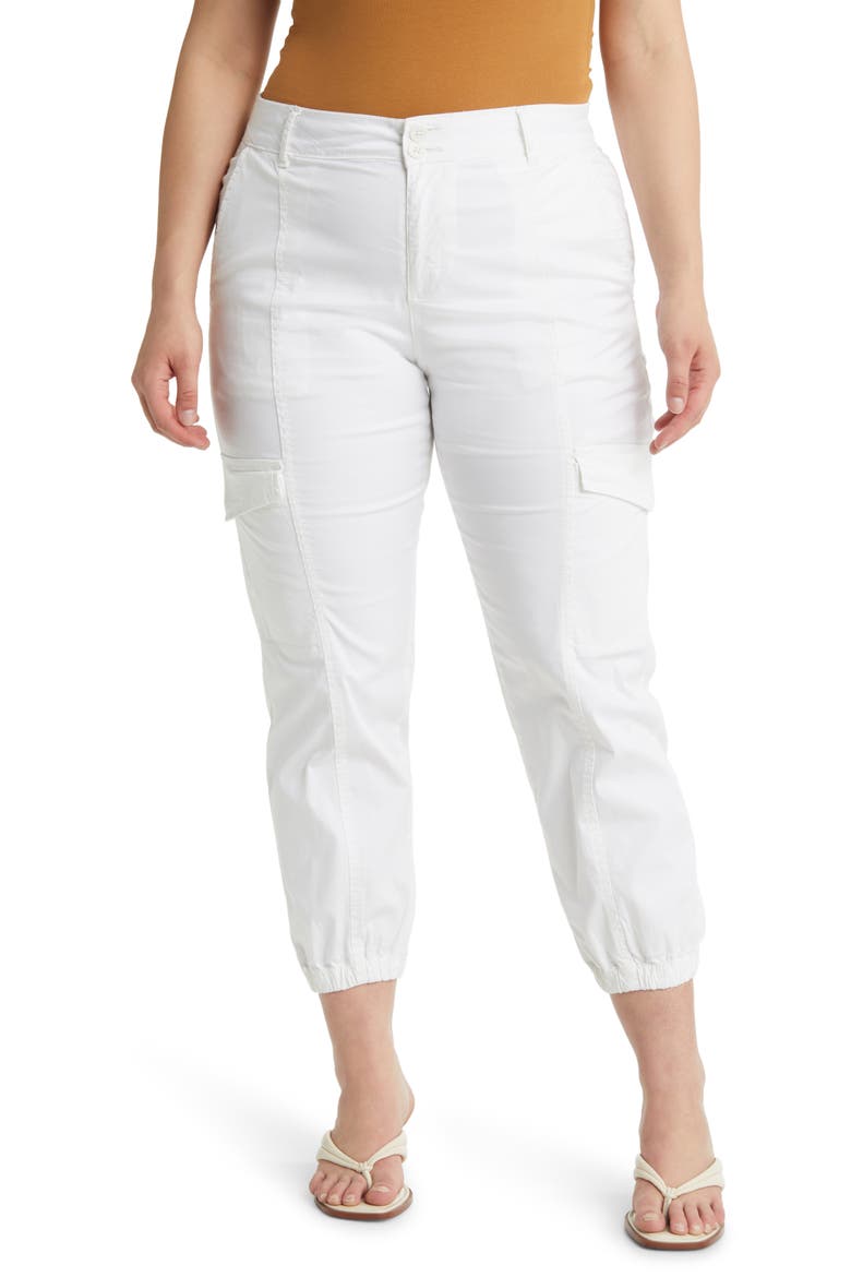 Rebel Crop Stretch Cotton Cargo Pants, Alternate, color, BRILLIANT WHITE