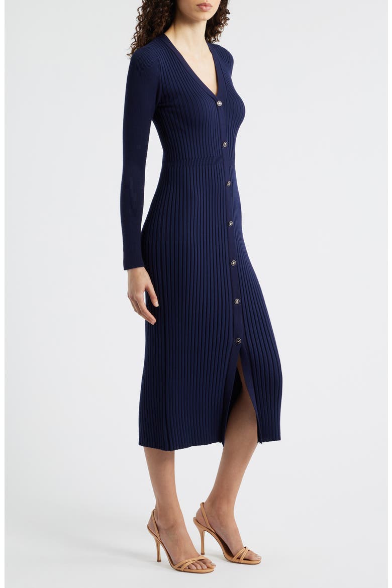 The Monroe Long Sleeve Rib Midi Sweater Dress, Alternate, color, NAVY