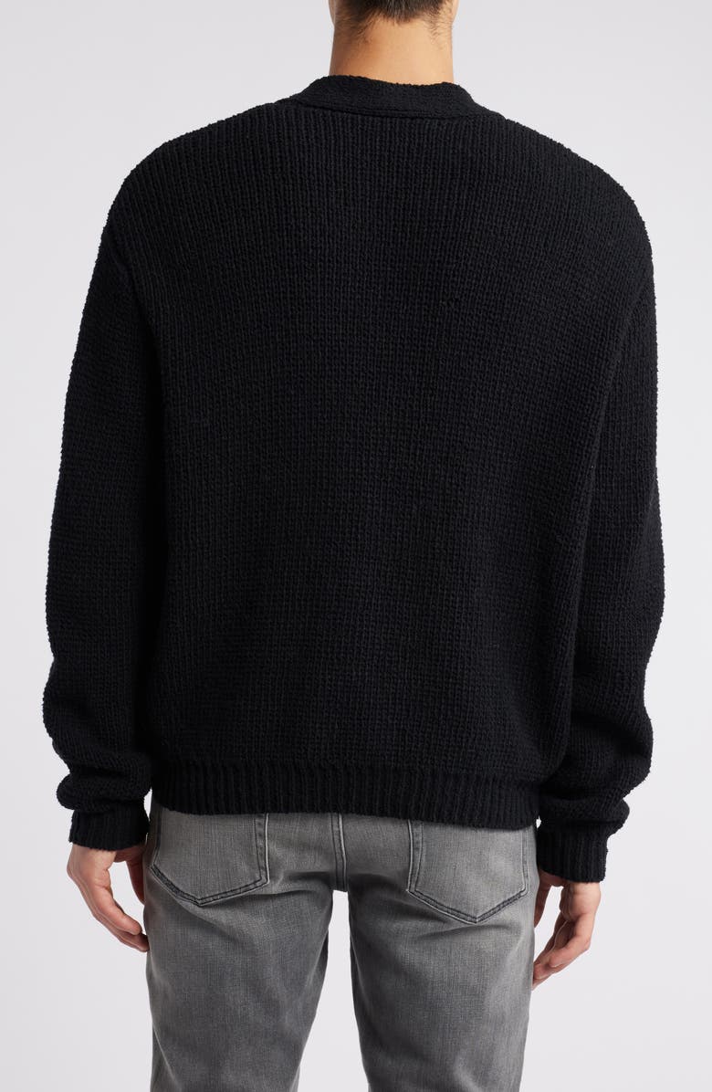 FRAME Rib Wool & Silk Cardigan, Alternate, color, Black