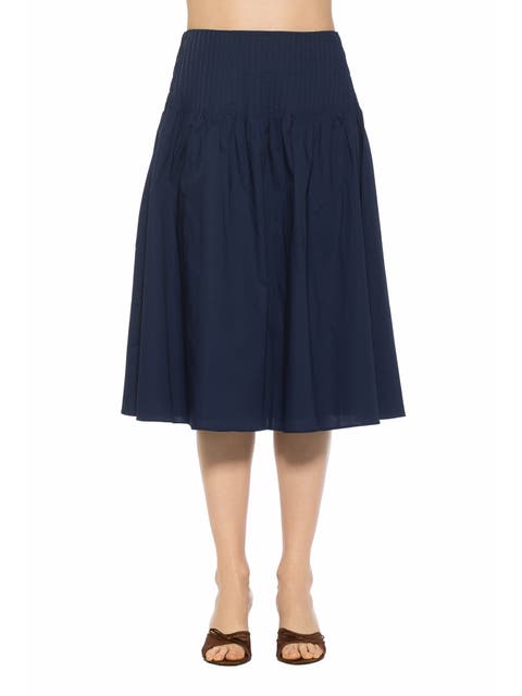 Esme Pintuck Waist Full Poplin Skirt