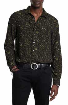 Tara Abstract Print Stretch Button-Up Shirt