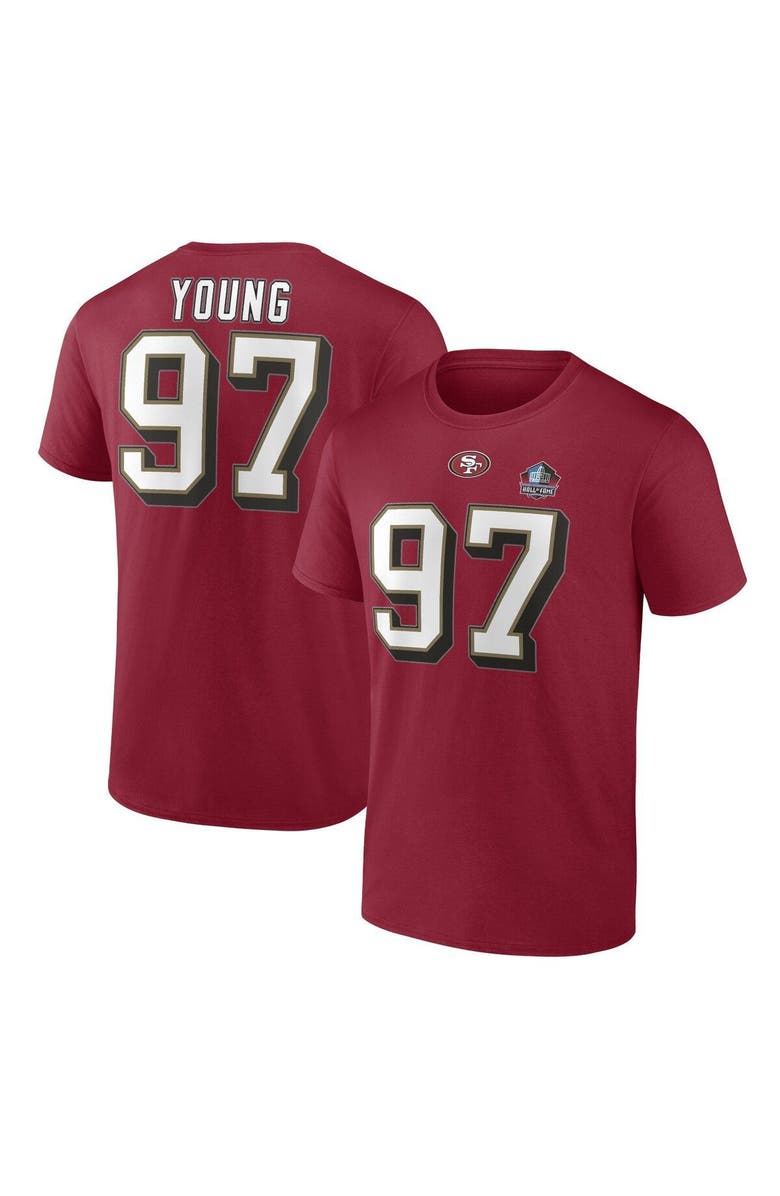FANATICS Men's Fanatics Branded Bryant Young Scarlet San Francisco 49ers Hall of Fame Name & Number T-Shirt, Main, color,