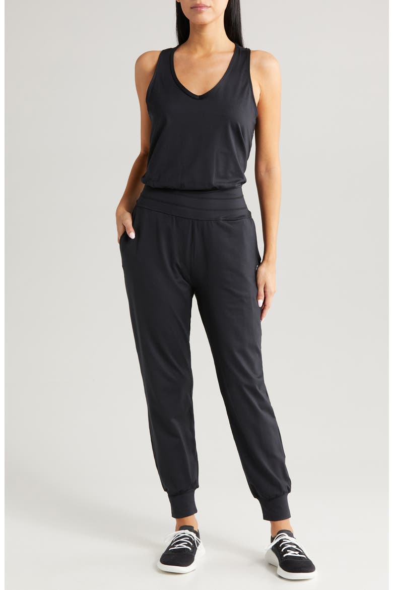 Gaia Yoga Jumpsuit, Main, color, BLACK