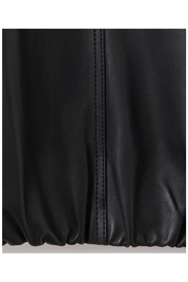 Funnel Neck Leather Jacket, Alternate, color, BLACK