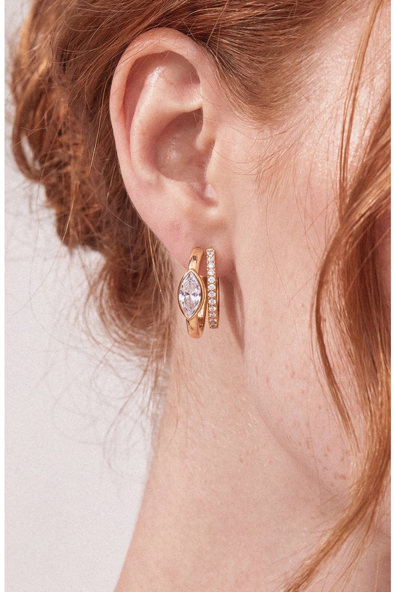 Marquise Double Hoop Earrings, Alternate, color, CLEAR