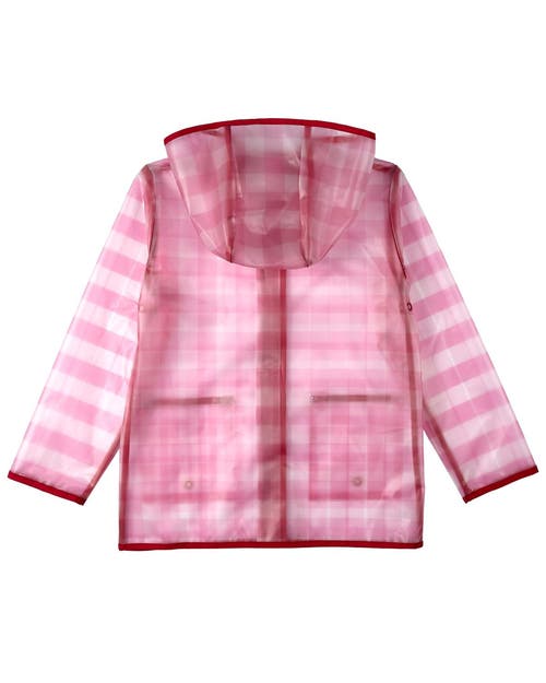 Memoi Kids Checkered Raincoat With Self-storage Pouch In Multi