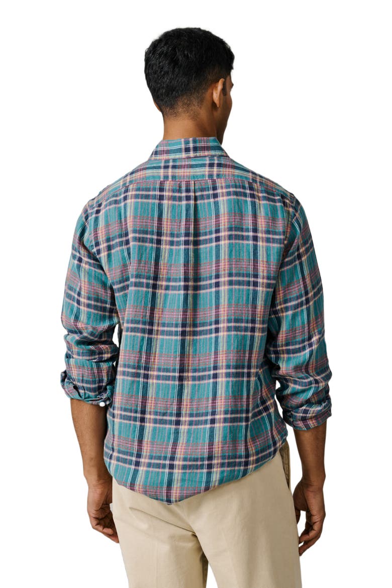 Croyland Madras Button-Down Linen Shirt, Alternate, color, Green Check