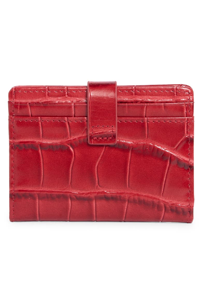 Kensington Snap Flap Card Croc Embossed Wallet, Alternate, color, RED