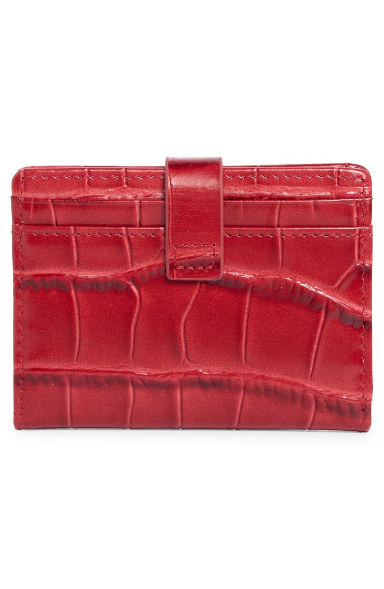Kurt Geiger London Kensington Snap Flap Card Croc Embossed Wallet, Alternate, color, Red