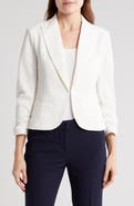 Amanda & Chelsea Notch Lapel 3/4 Sleeve Pique Knit Blazer