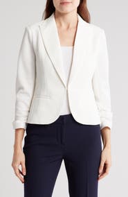 Amanda & Chelsea Notch Lapel 3/4 Sleeve Pique Knit Blazer