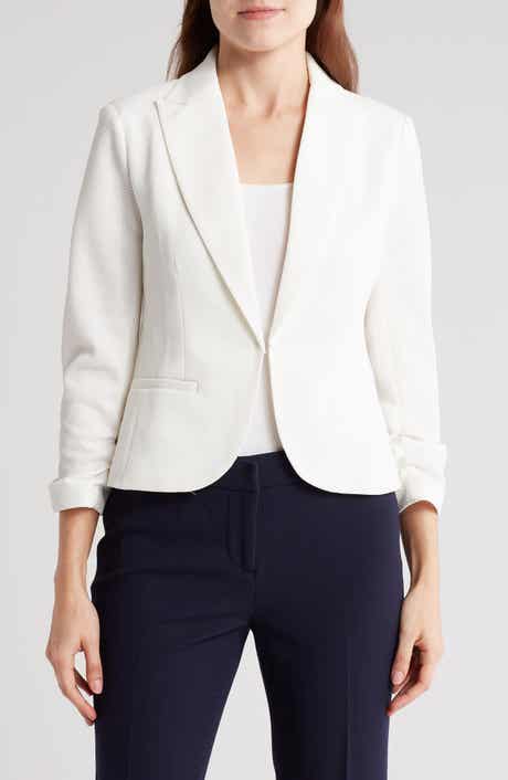 Amanda & Chelsea Notch Lapel 3/4 Sleeve Pique Knit Blazer
