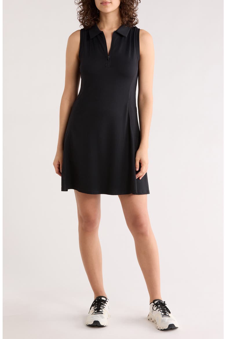 Replay Sleeveless Polo Dress & Shorts Set, Main, color, BLACK