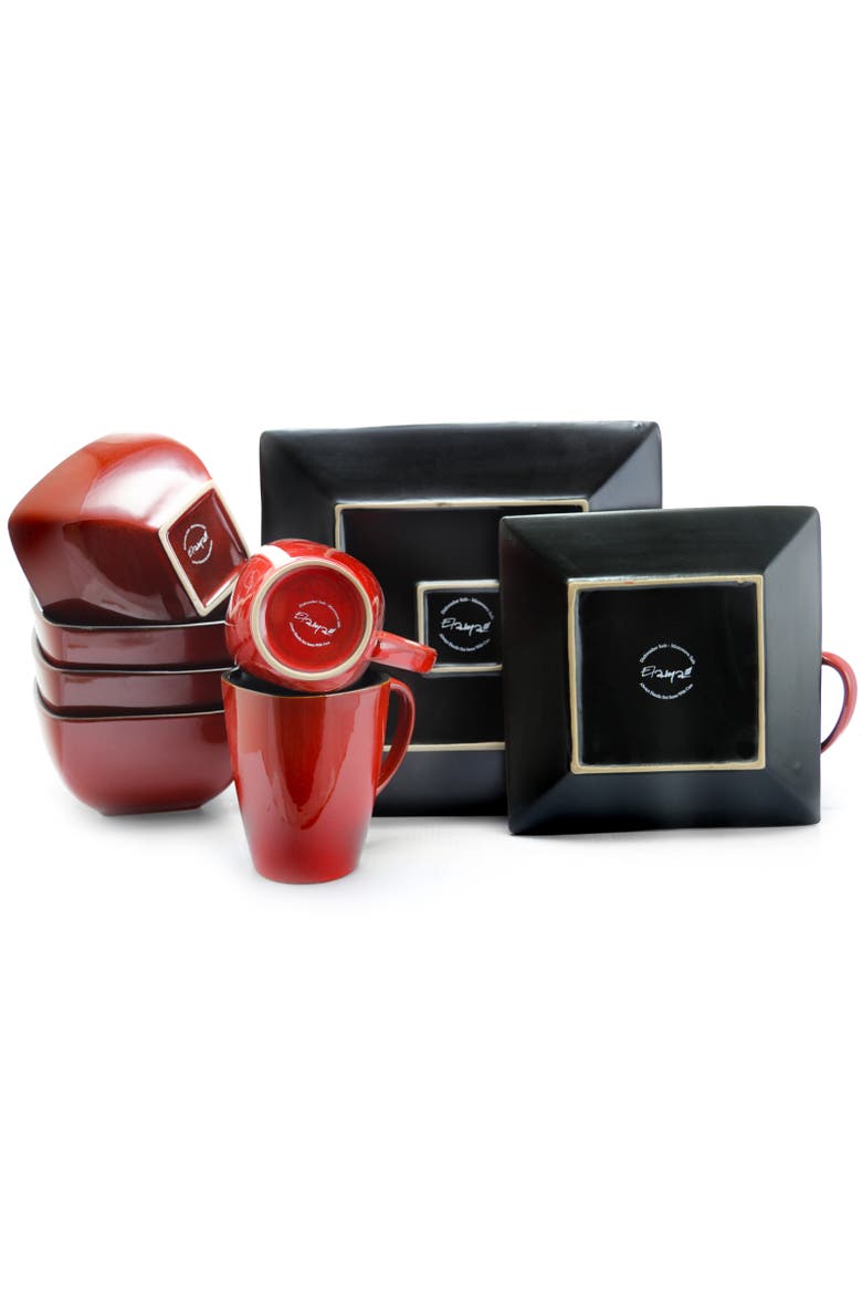 Harland Loft 16 Piece Stoneware Dinnerware, Alternate, color, Red