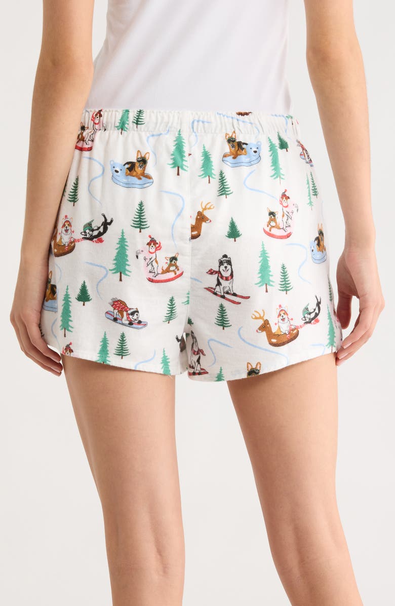 PJ Salvage Print Cotton Flannel Pajama Shorts, Alternate, color, White