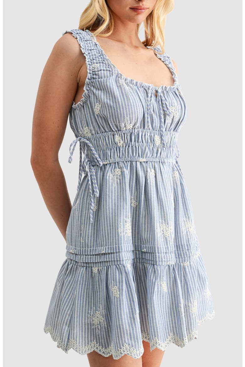Embroidered Stripe Fit & Flare Minidress, Alternate, color, BLUE WHITE