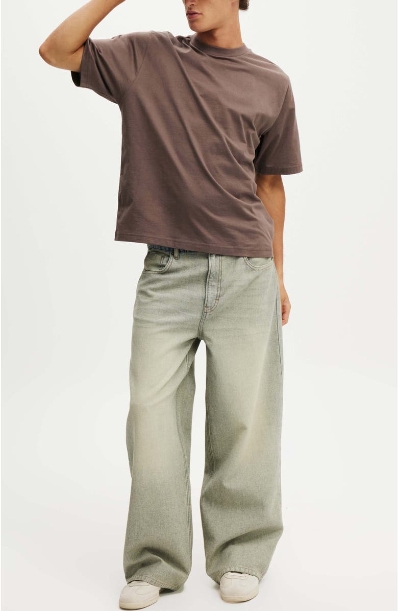 Cotton On Men's Cropped Fit T-Shirt, Alternate, color, Washed Chocolate