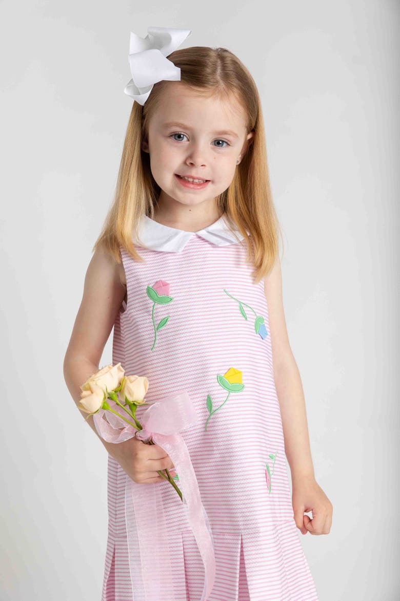 Stripe Pique Dress With Tulips, Alternate, color, Pink/White