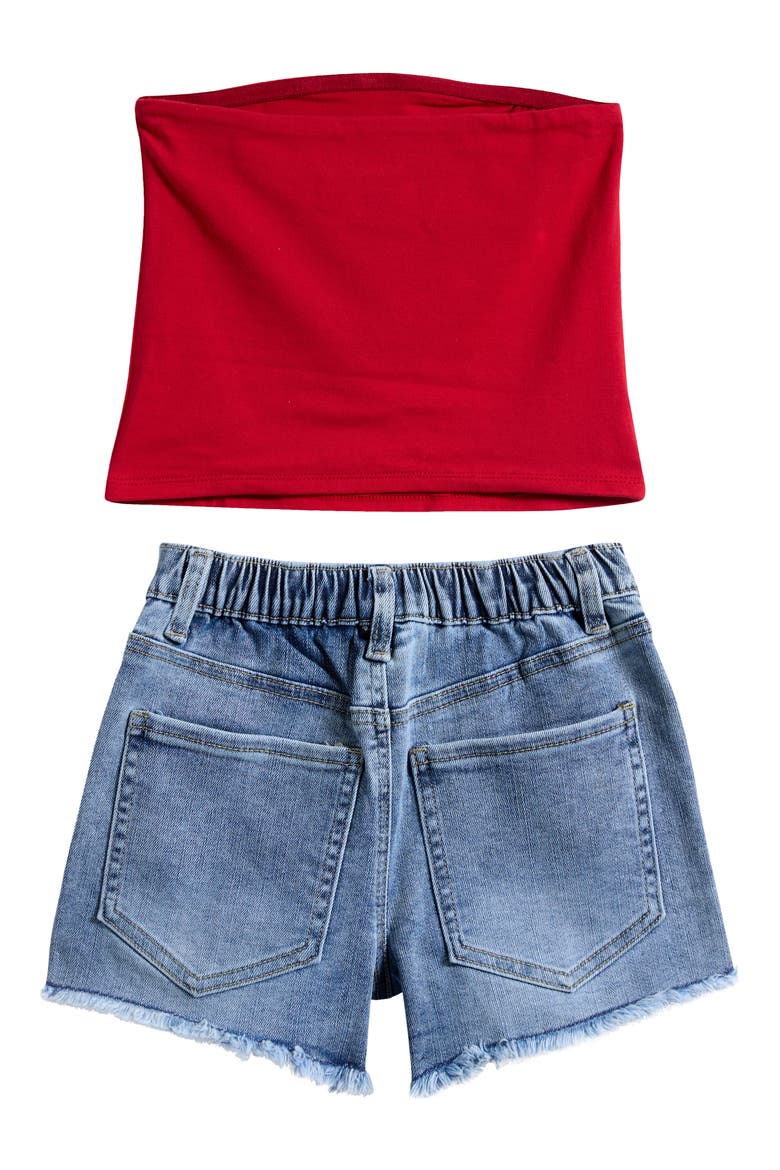 Kids' Tube Top & Shorts Set, Alternate, color, RED