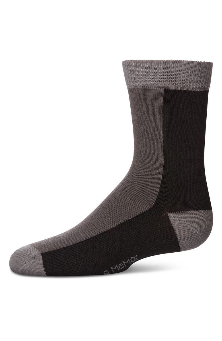 MeMoi Color-Block Fine-Gauge Crew Sock, Main, color, Black