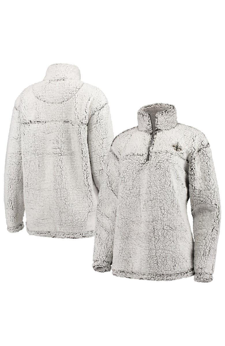 G-III 4HER BY CARL BANKS Women's G-III 4Her by Carl Banks Gray New Orleans Saints Sherpa Quarter-Zip Pullover Jacket, Main, color, Gray
