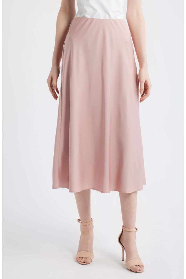 Satin Midi Skirt, Main, color, ROSE PETAL