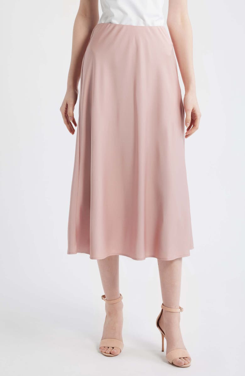 Tahari ASL Satin Midi Skirt, Main, color, Rose Petal