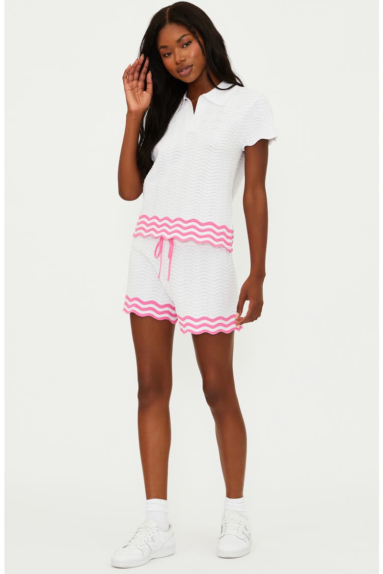 Wavy Stripe Cover-Up Shorts, Alternate, color, STRAWBERRY/ WHITE