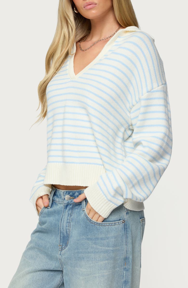 EDIKTED Copenhagen Oversize Stripe Sweater, Alternate, color, Light-Blue-And-Cream