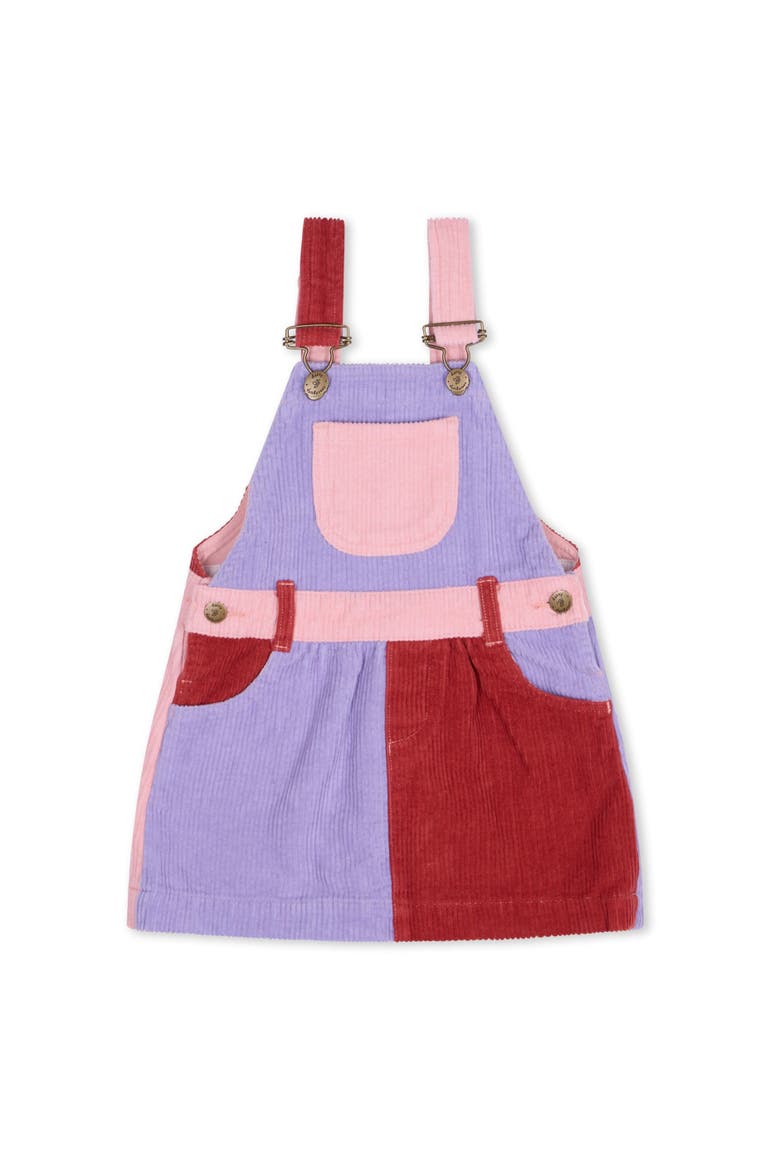Patchwork Chunky Corduroy Overall Dress, Main, color, Rosebed