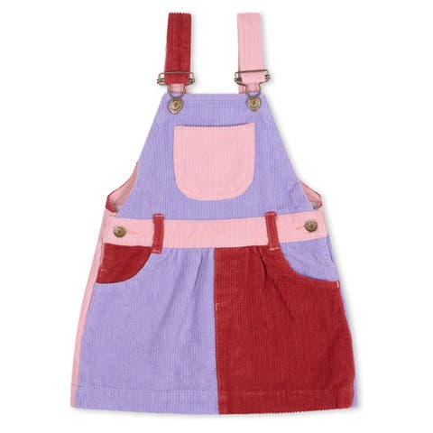 Patchwork Chunky Corduroy Overall Dress