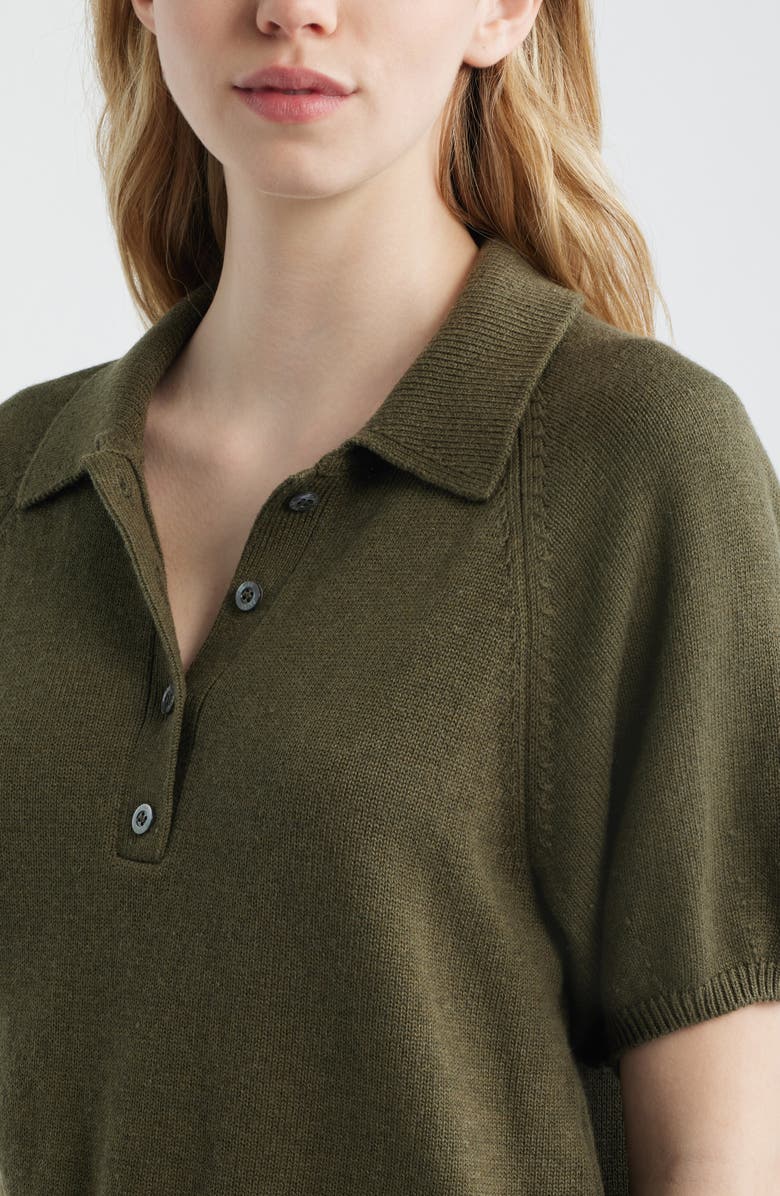 PAIGE Birch Puff Sleeve Organic Cotton Blend Polo Sweater, Alternate, color,