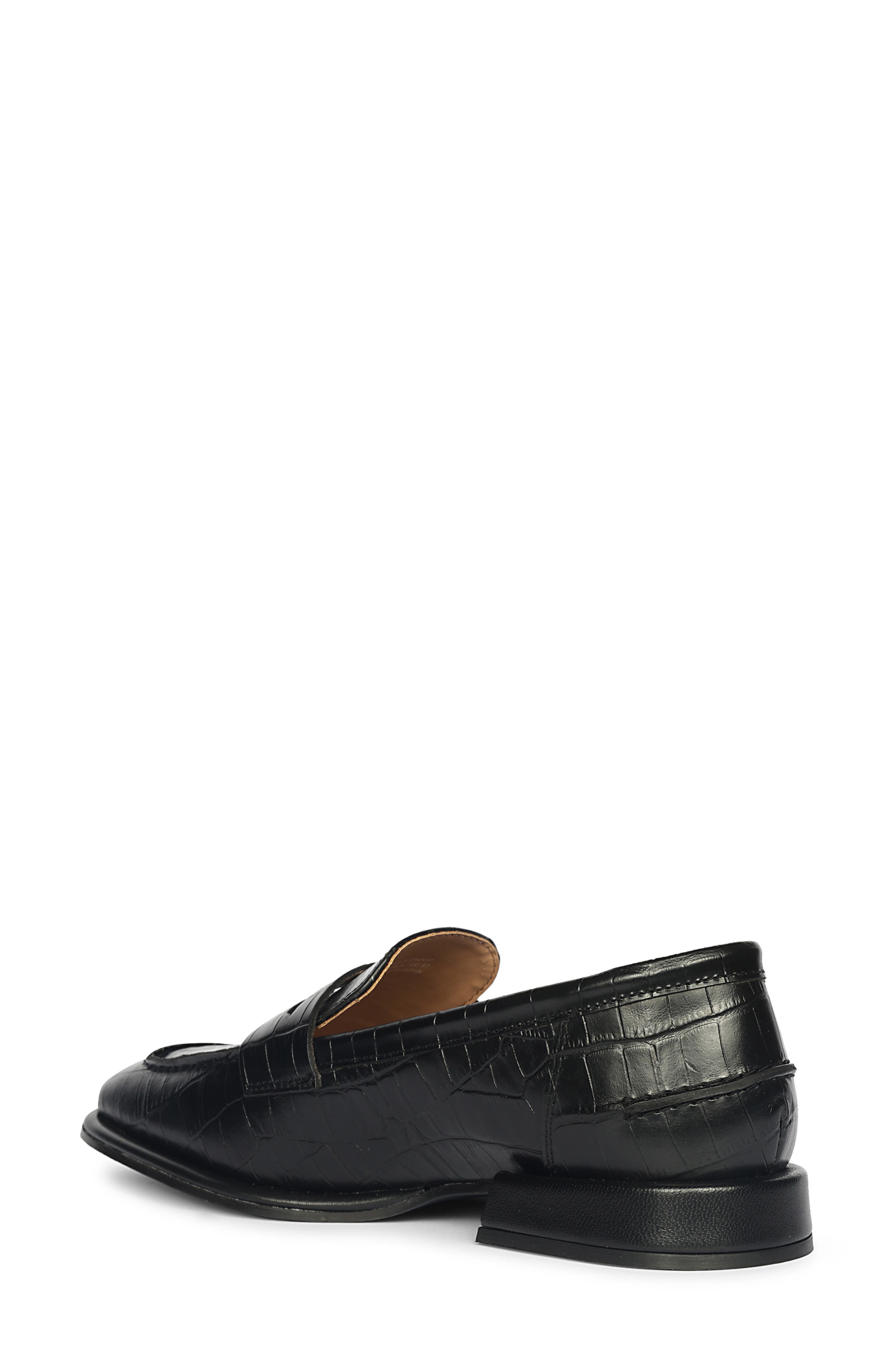 SAINT G Carla Croc Embossed Loafer, Alternate, color, Black
