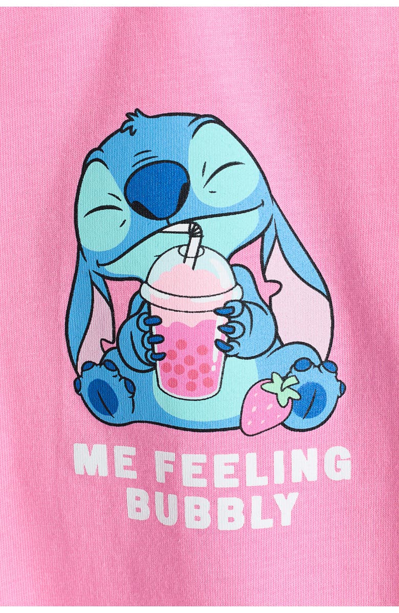 H&M Print-motif Cotton T-shirt, Alternate, color, Pink/Lilo & Stitch