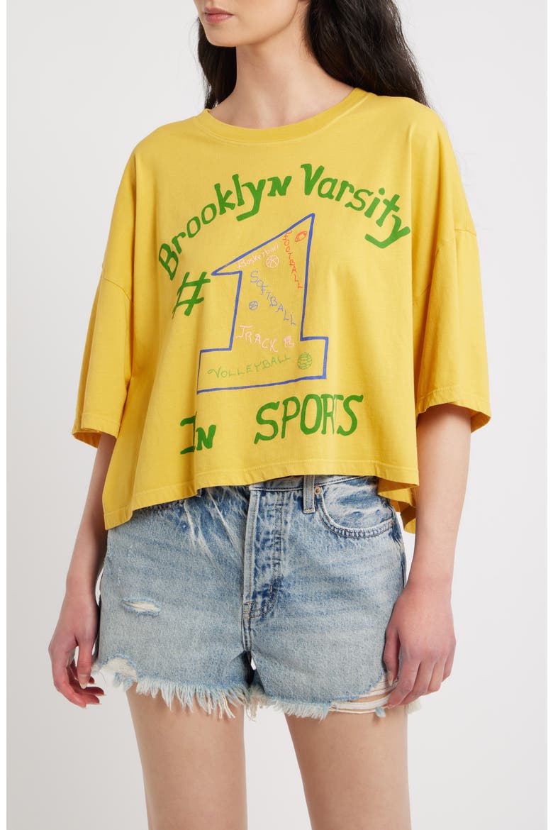 Number One in Sports Graphic Cropped T-shirt, Main, color, YELLOW HONEY
