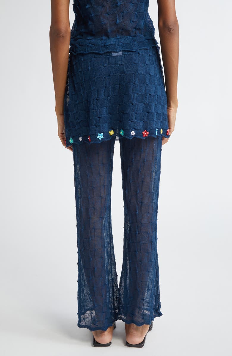 YanYan Borlor Floral Ribbon Wool Skirt Pants, Alternate, color, Navy